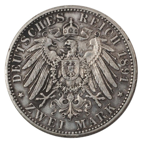 1891-D German States Bavaria Zwei Mark KM. 913 - VF