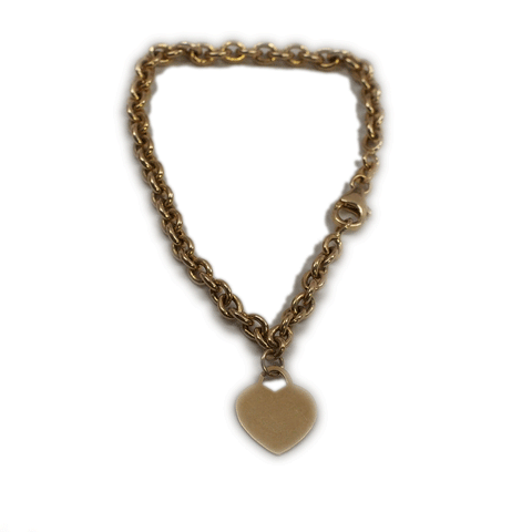 14k Gold Heart Bracelet 7.5"