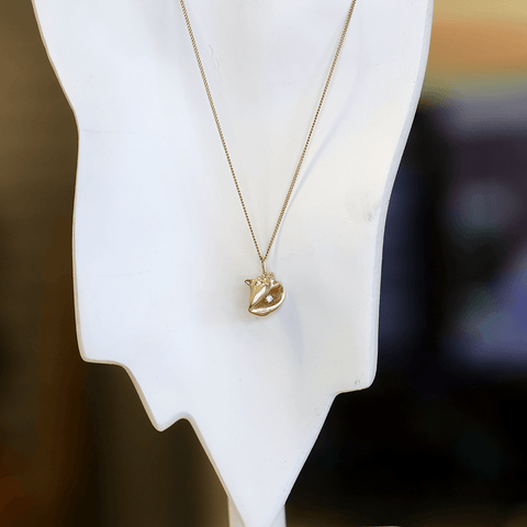 14K Gold Conch Shell with Diamond Accent on 14K Gold 18" Necklace