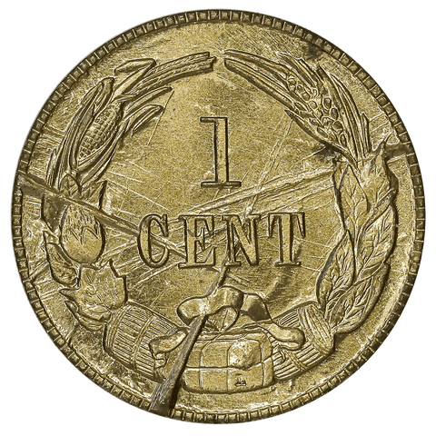 1861 (1961) Confederate Cent, Bashlow Restrike, Goldine, Breen-8014 - Gem Uncirculated