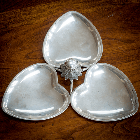 Gorham Triple Heart Sterling Silver Candy, Nut, Trinket Dish Tray
