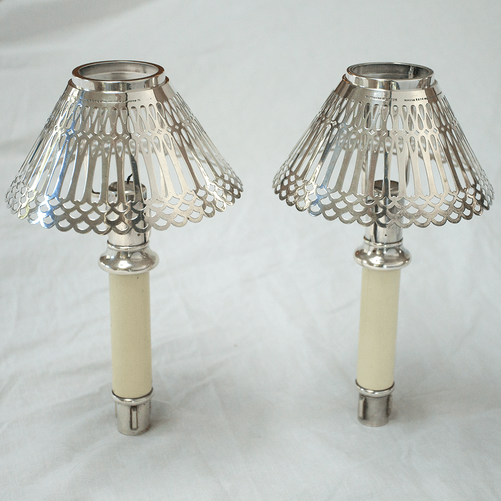 Candlestick Inserts Pair of Gorham Candlestick Inserts with Tiffany & Co. Pierced Sterling
