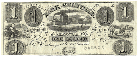 18__ $1 Bank of Granville / Granville Alexandrian Society Ohio ~ Very Fine