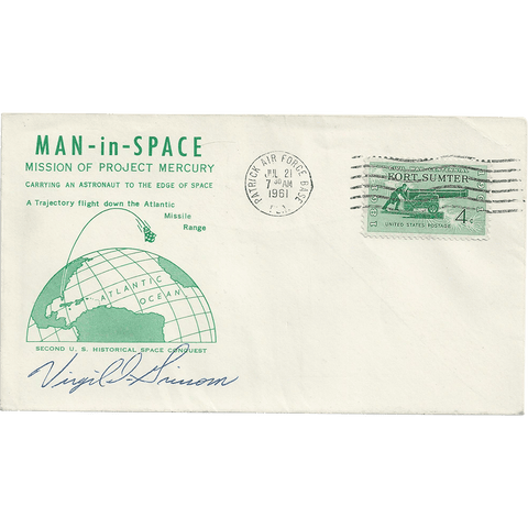1961 Virgil I. 'Gus' Grissom Signed Launch Day Cover July 21, 1961 Mercury-Redstone 4/Liberty Bell 7