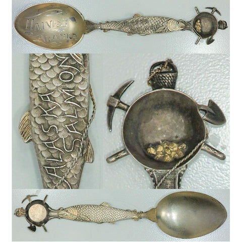 Sterling Silver Haines, Alaska Gold Mining/Salmon Souvenir Spoon