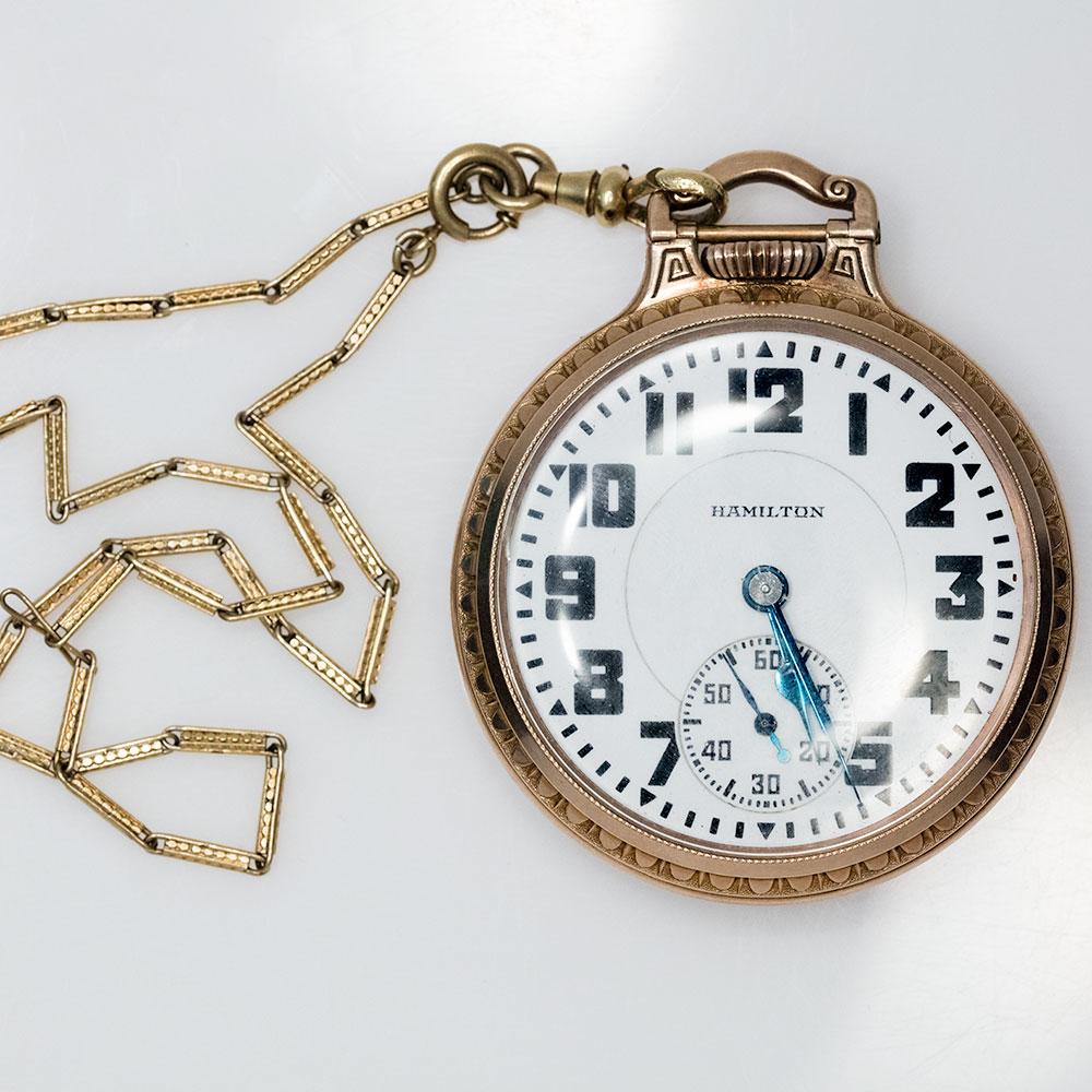 Early 1930s Hamilton 10k Gold Filled Pocket Watch - 21 Jewel, Model 1,  Grade 992E, Size 16s