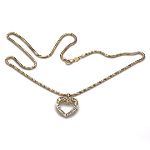 14K Gold and Diamond Heart Necklace - 16"