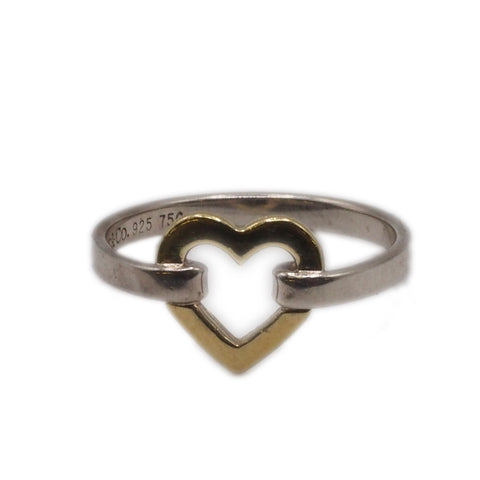 Tiffany & Co. Sterling Silver 18k Gold Open Heart Ring