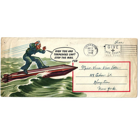 May3, 1943 High Tide Can't Stop The Mail Porto #10 Patriotic Cover