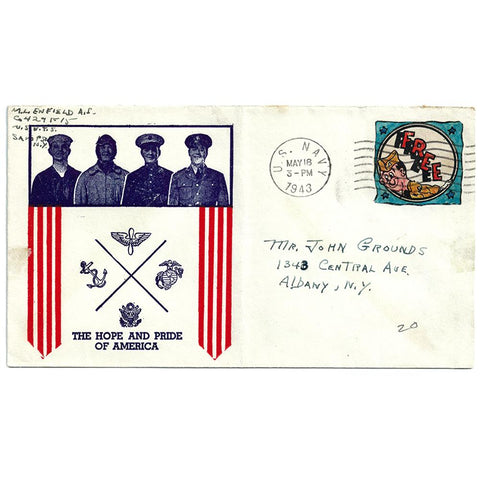 May 18, 1943 Hope and Pride of America Patriotic Cover Private Printed Stamp