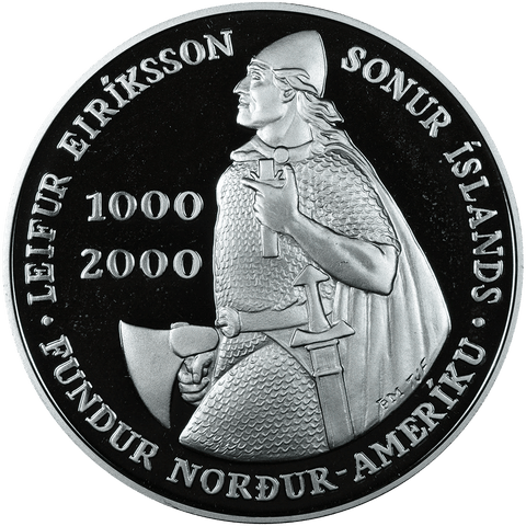 2000 Iceland Leif Ericsson Millennium Silver 1000 Kronur KM.37 - Gem Proof