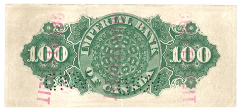 1917 $100 Imperial Bank of Canada Counterfeit, Ch# 375-16-24C ~ Very Fine