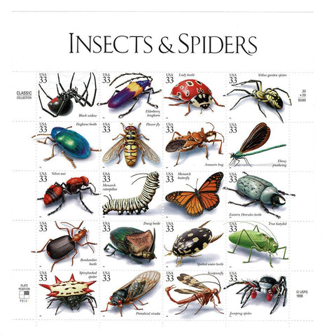 1999 33c Scott #3351 Insects & Spiders Sheet (20) MNH