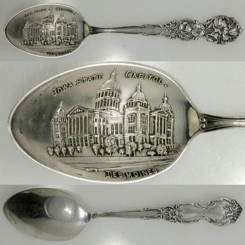Early 20th Century Shepard Mfg Co Sterling Iowa State Capital Souvenir Spoon