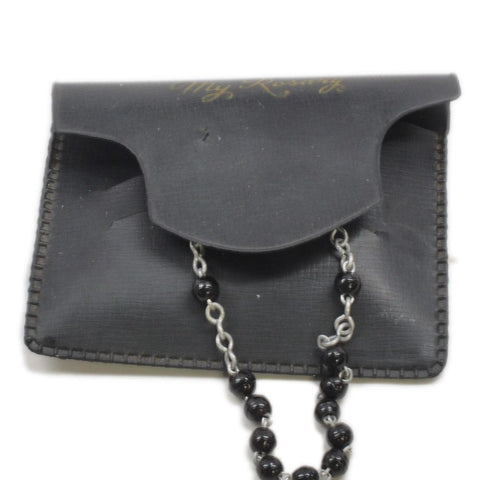 Vintage "My Rosary" Black Beads w/ Pouch