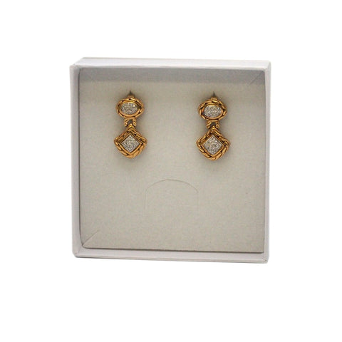 John Hardy Pave Set Diamond Earrings 18k Gold