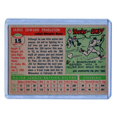 1955 Jim Pendleton Topps 15 Baseball Card - VG