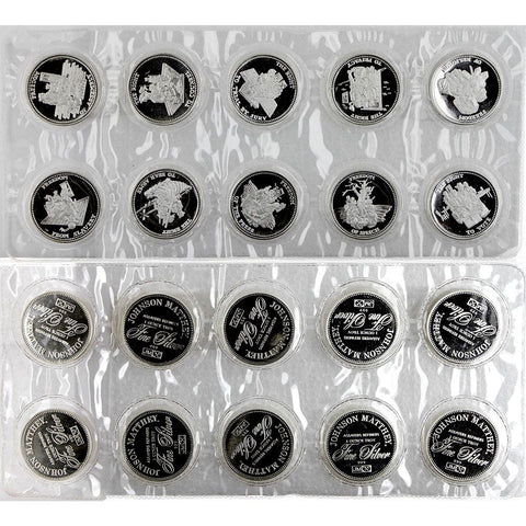 1985/6 Johnson Matthey The American Way 1 oz. Silver Rounds - Sheets of All 10 Rounds