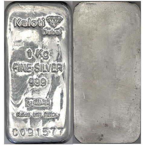 Kaloti 1 Kilo Silver Bullion Bar | 32.15 Ounces Net Pure Silver