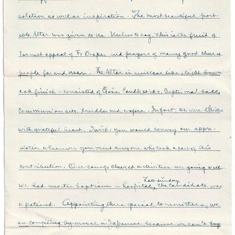 1943 Internment Camp Letter From Reverend Hiram Hisanori Kano in Camp Livingston to Bishop John Jackson