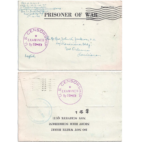 1943 Internment Camp Letter From Reverend Hiram Hisanori Kano in Camp Livingston to Bishop John Jackson