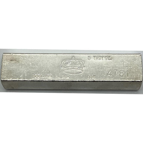 GW Crown 5 Troy Ounce .999 Silver "Kit Kat" Bar