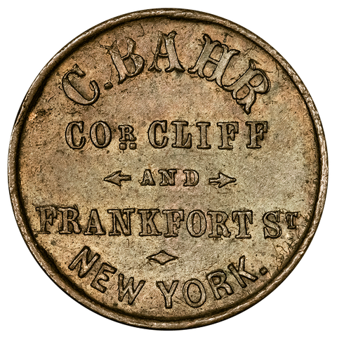 1863 Knoops Segars/C. Bahr Mule Civil War Store Card Token (NY-630C-11a) - Choice BN Uncirculated