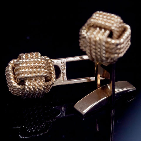14K Gold Rope Box Knot Cufflinks