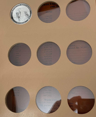 1990-2017 28-Coin Kookaburra 1oz Silver Set - Gem Coins in Repurposed Dansco