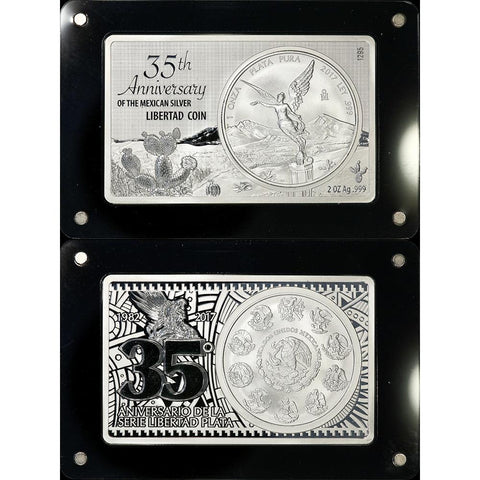2017 25th Anniversary Mexico 3-oz Silver Libertad Coin Bar in Original Box with COA