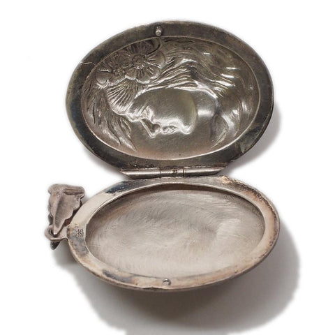 Antique Han Jensen Denmark Silver Plated Repousse Pill Box