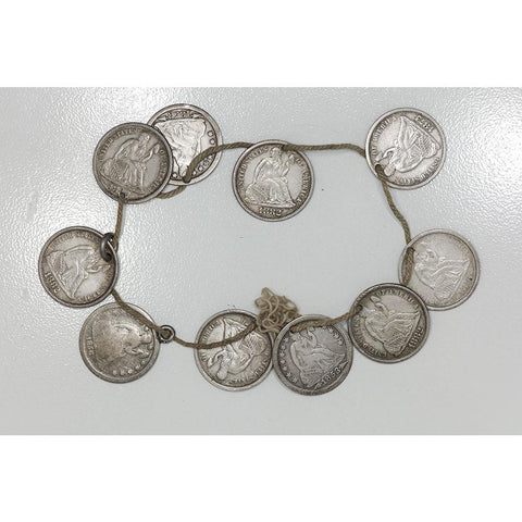 10-Coin Seated Liberty Dime Love Token Bracelet