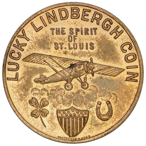 1927 Lucky Lindbergh Coin 32mm Bronze Medal - About Uncirculated