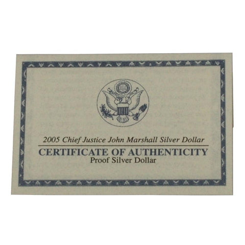 2005 Chief Justice Marshall Silver Dollar - Gem Proof in OGP w/ COA