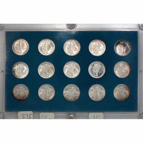 1941-1945 Mercury Dime “War Years" 15 Coin Set ~ Brilliant Uncirculated & Housed In Deluxe Lucite
