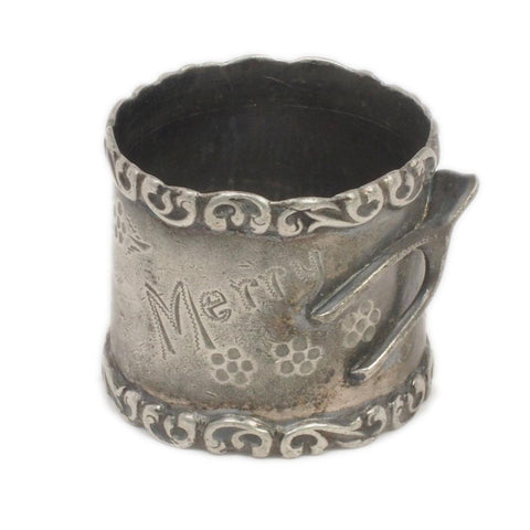 Vintage Merry Wishes Wishbone Silver Plate Napkin Ring