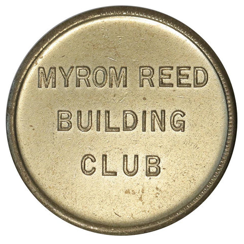 Myrom Reed Building Club 31mm Gilt Bronze Masonic Token - Uncirculated