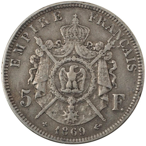 1869 France 5 Francs KM. 799.1 - Very Fine