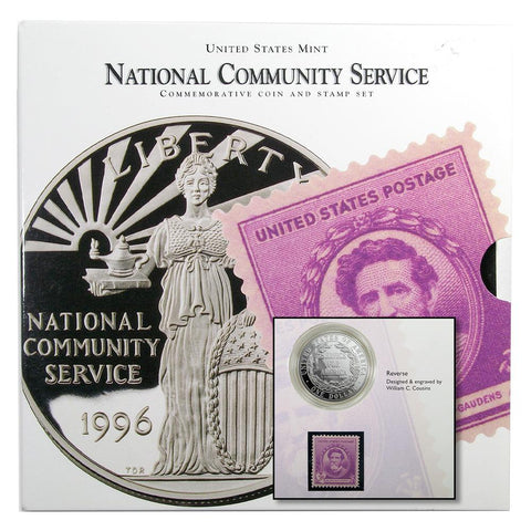 1996-S National Community Service Commemorative Coin & Stamp Set