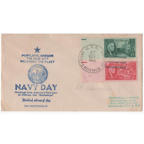 Oct. 27, 1943 "Navy Day" WW2 Patriotic Cover