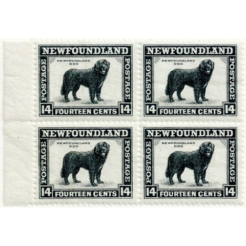 1941 Newfoundland 14¢ Newfoundland Dog Scott #261 Block of 4 - Mint OG NH VF