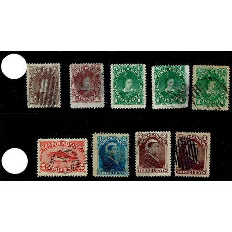 Set of 9 Early Newfoundland Stamps - Used