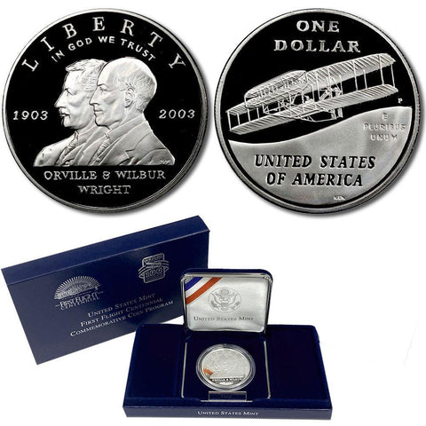 2003-P First Flight Proof Commemorative Silver Dollar in OGP [COA Missing]