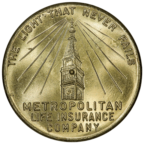 1939 New York Worlds Metropolitan Life Insurance Gilt Bronze Medal - PQ Brilliant Uncirculated