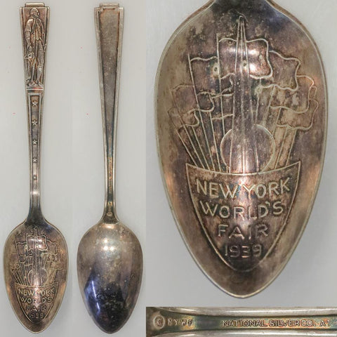 1939 National Silver Co. Silver Plate New York Worlds Fair Souvenir Spoon