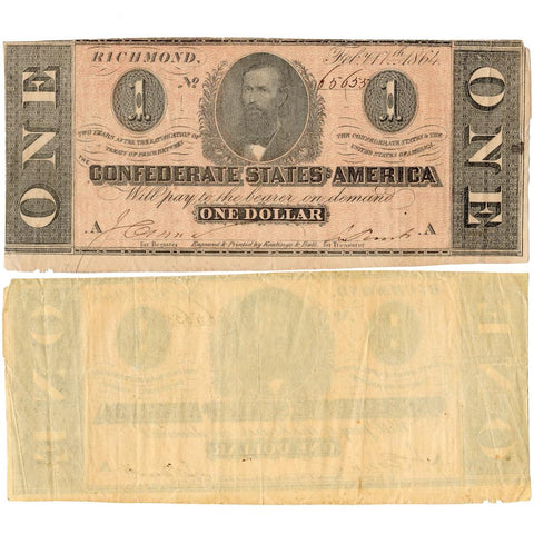 T-71 Feb. 17 1864 $1 Confederate States of America (C.S.A.) PF-4/Cr.577 - Very Fine