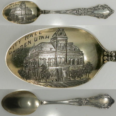 Early 20th Century Saart Bros Sterling Silver Ogden Utah City Hall Souvenir Spoon