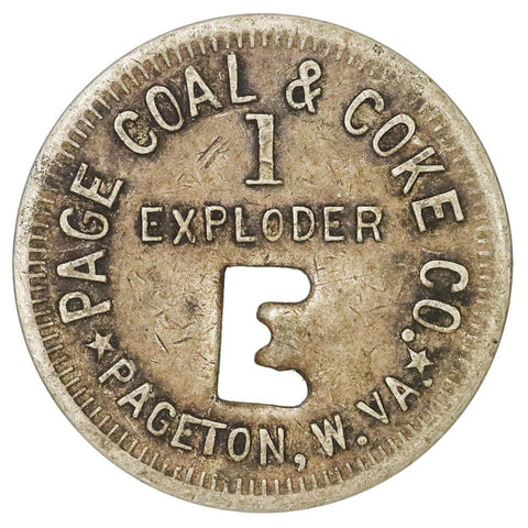 Pageton, WV Page Coal & Coke Co. 1 Exploder Coal "Scrip" - Very Fine or Better