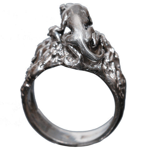 Sterling "Large Cat Prowling" 3-D Ring, Size 10