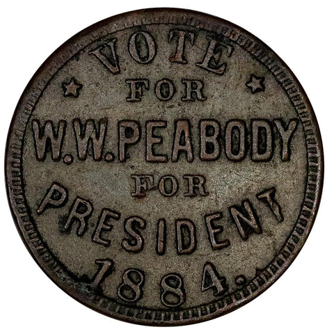 1884 W. W. Peabody Cincinnati Chamber of Commerce Political Token - XF Detail